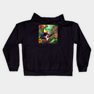 Guitar Playing Toucan Bird Kids Hoodie